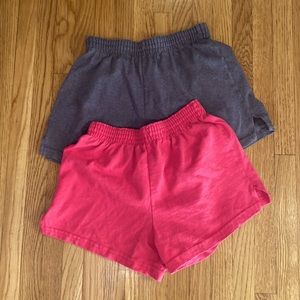 2 soffe cotton shorts - pink and grey - size Youth M - girls 8-10